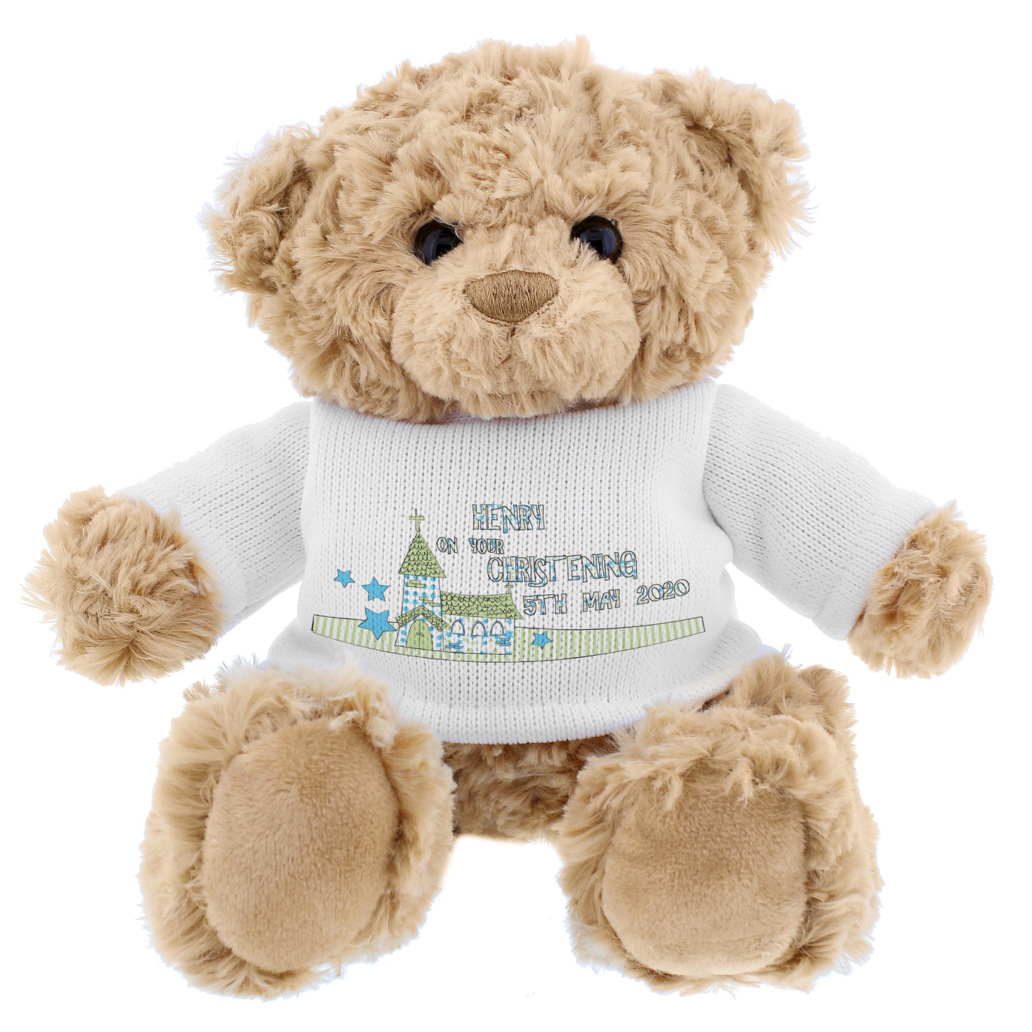 Personalised Blue Church Message Teddy Bear - Personalise It!