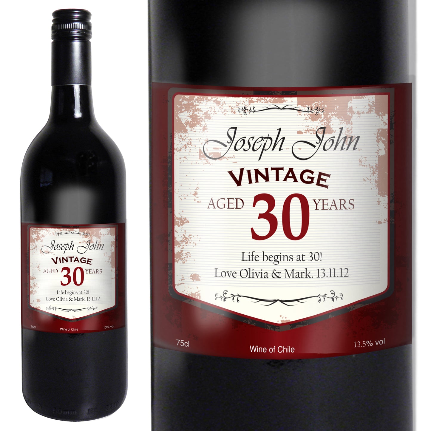 Personalised Red Wine Vintage Age Label - Personalise It!