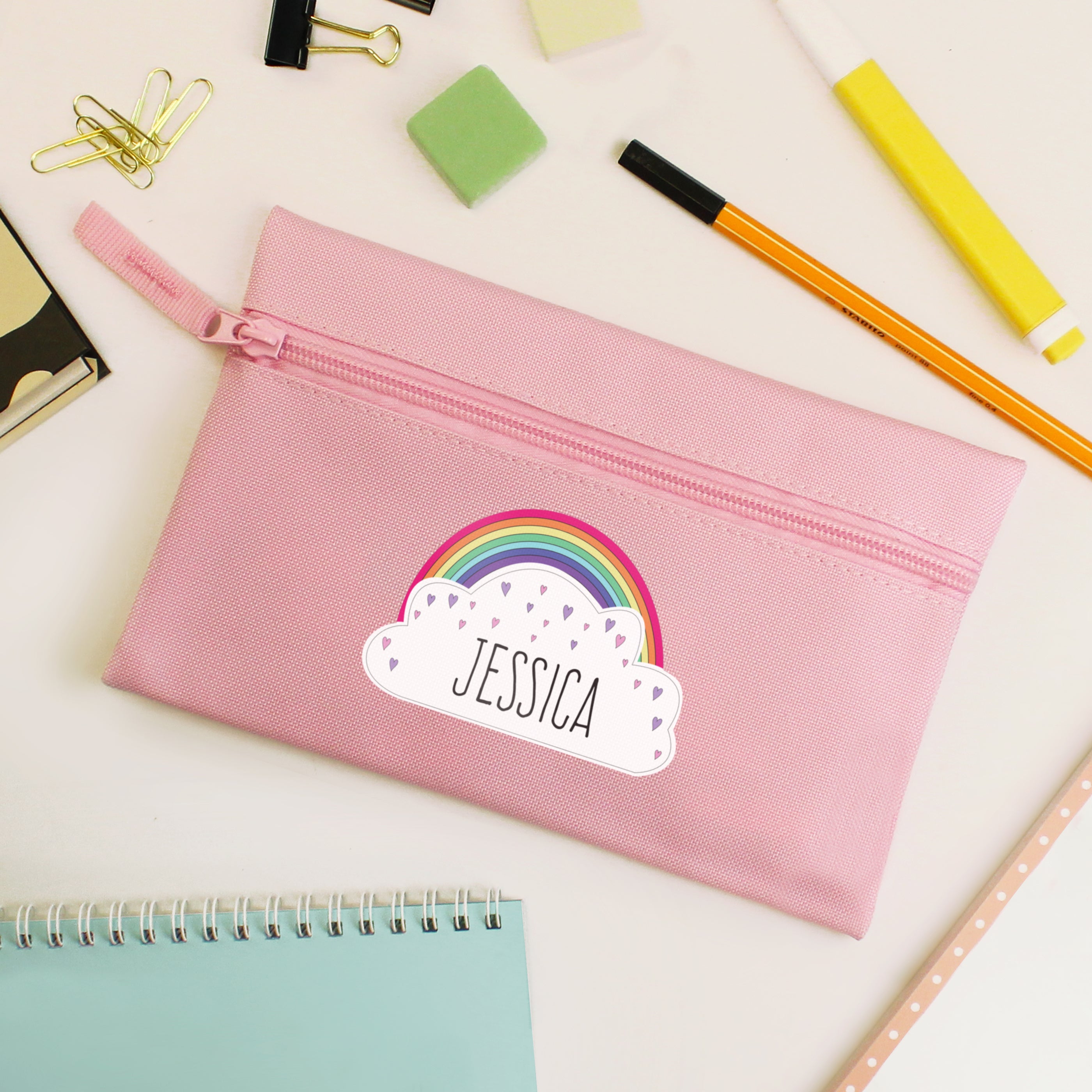 Personalised Rainbow Pink Pencil Case Personalise It