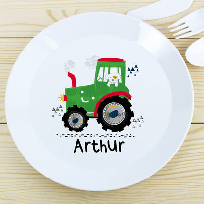 Personalised Tractor Plastic Plate - Personalise It!