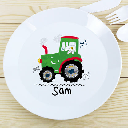 Personalised Tractor Plastic Plate - Personalise It!