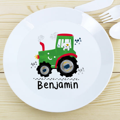 Personalised Tractor Plastic Plate - Personalise It!