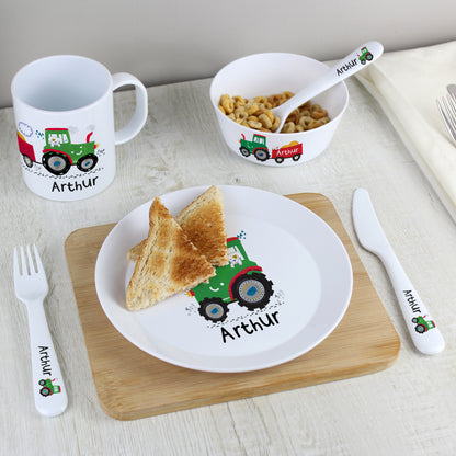 Personalised Tractor 3 Piece Plastic Cutlery Set - Personalise It!