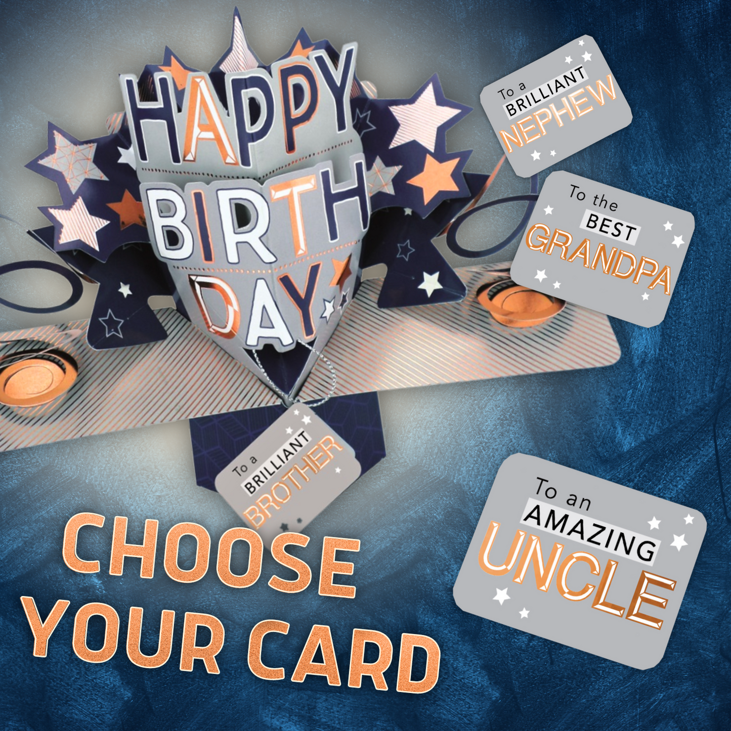 Choose a Happy Birthday Stars Pop Up Greeting Card For Him