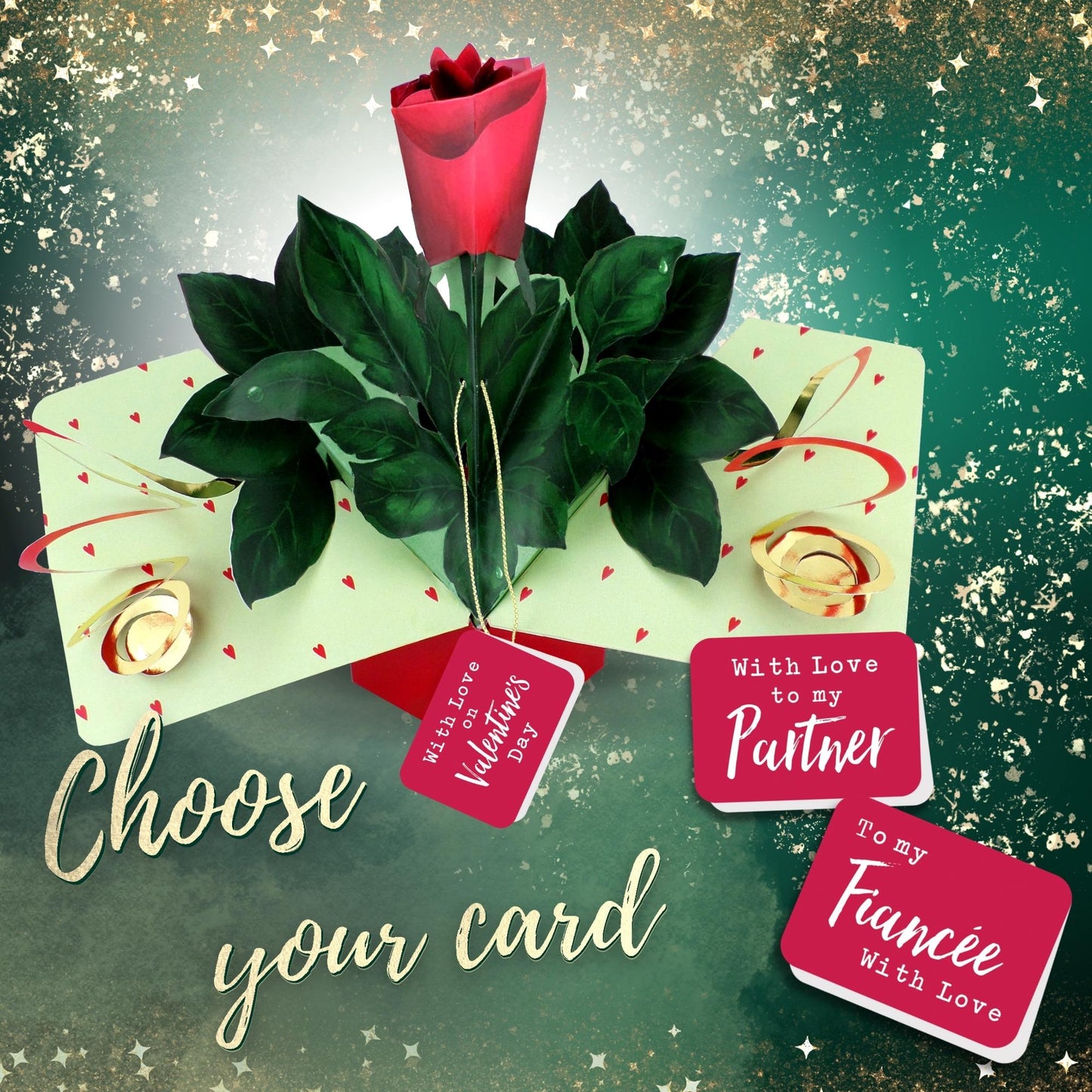 Pop Up Red Rose Greeting Card Choice Of Cards