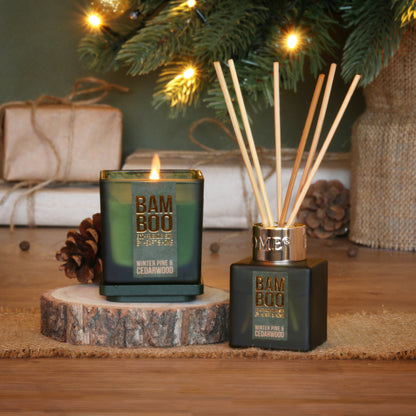 Heart & Home Bamboo Winter Pine & Cedarwood Reed Diffuser 40ml & Soy Candle