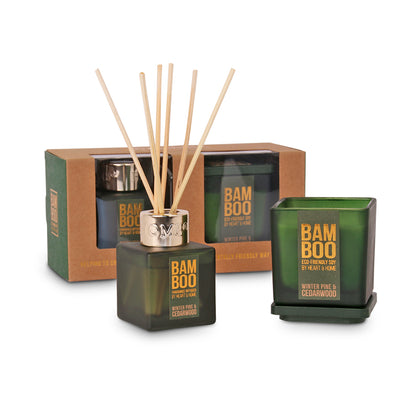 Heart & Home Bamboo Winter Pine & Cedarwood Reed Diffuser 40ml & Soy Candle