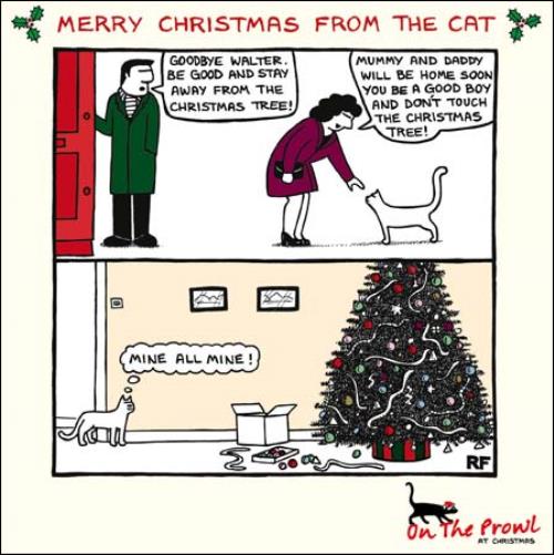 Merry Christmas From The Cat On The Prowl Cartoon Cat Humour Christmas Card