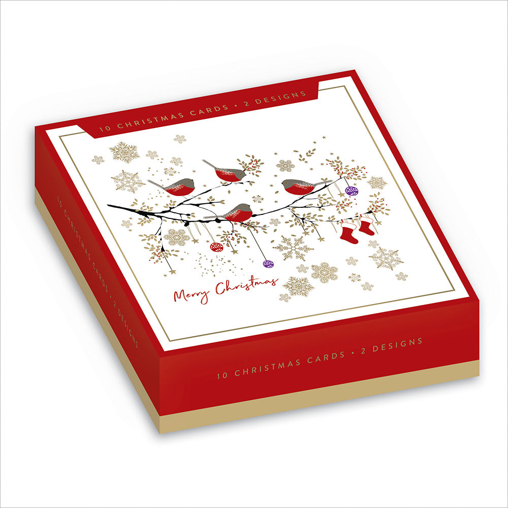 Box of 10 Christmas Cards In Robin & Deer Designs