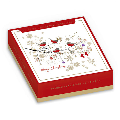 Box of 10 Christmas Cards In Robin & Deer Designs