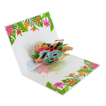 Tropical 18th Birthday Pop Up Greeting Card