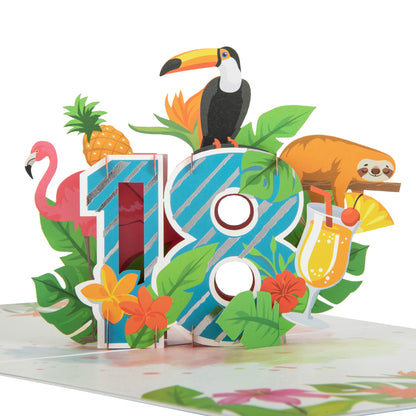 Tropical 18th Birthday Pop Up Greeting Card