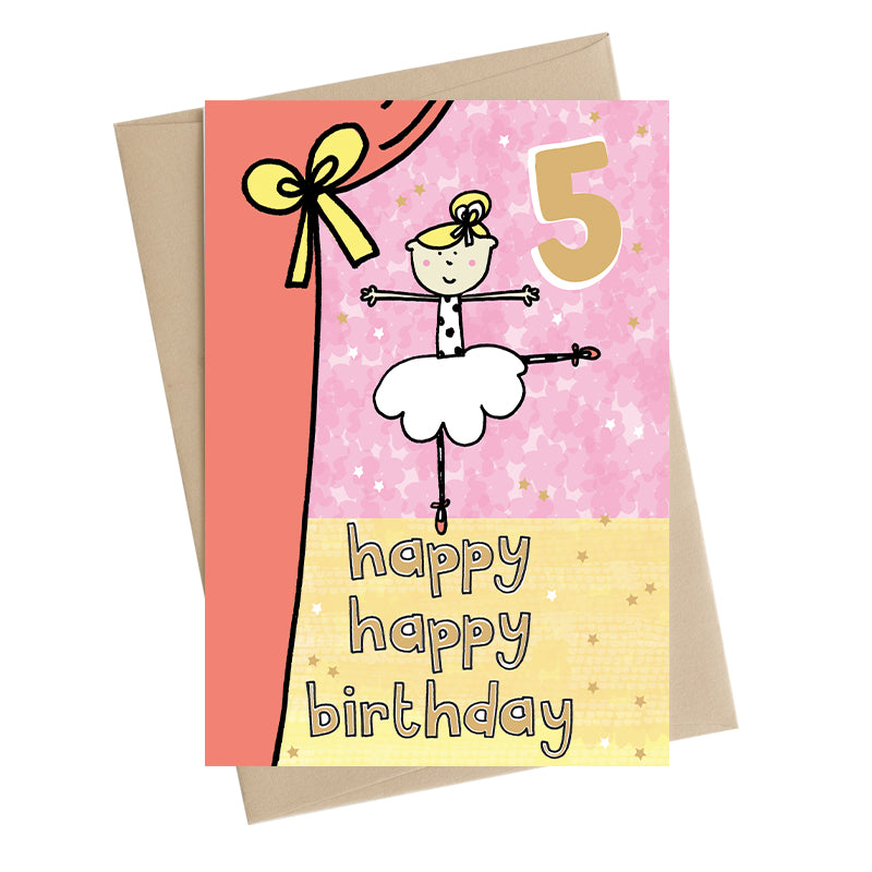 Happy Happy Girls 5th Birthday Greeting Card