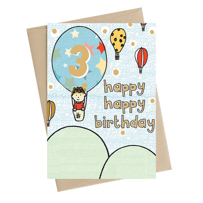 Happy Happy Boys 3rd Birthday Greeting Card