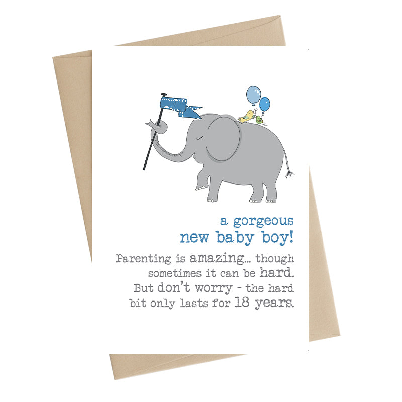 A New Baby Boy Don't Worry Greeting Card