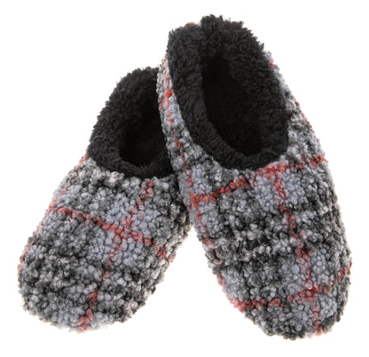 Snoozies! Grey Patterned Boucle Mens Small