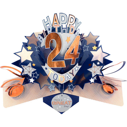 Happy 24th Birthday 24 Today Pop-Up Greeting Card