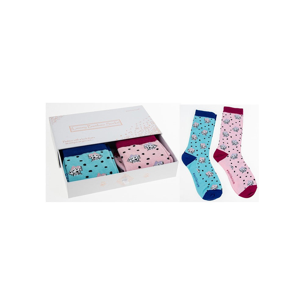 Dalmatian Ladies Luxury Bamboo Socks In Gift Box Two Pairs