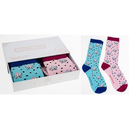 Dalmatian Ladies Luxury Bamboo Socks In Gift Box Two Pairs