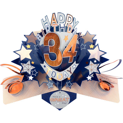 Happy 34th Birthday 34 Today Pop-Up Greeting Card