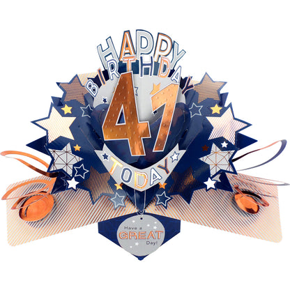 Happy 41st Birthday 41 Today Pop-Up Greeting Card