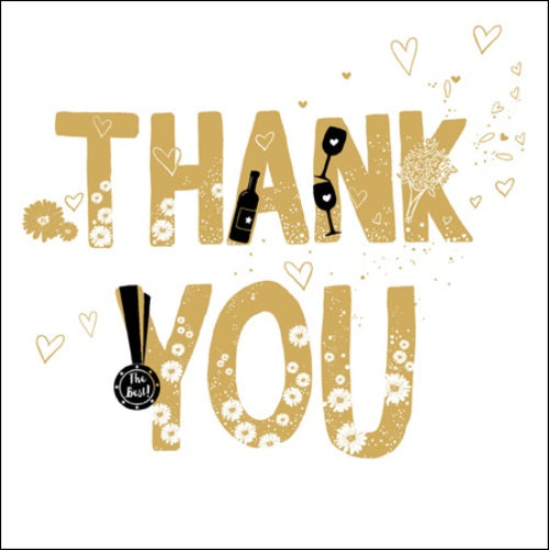 Thank You Gold Glitter Greeting Card