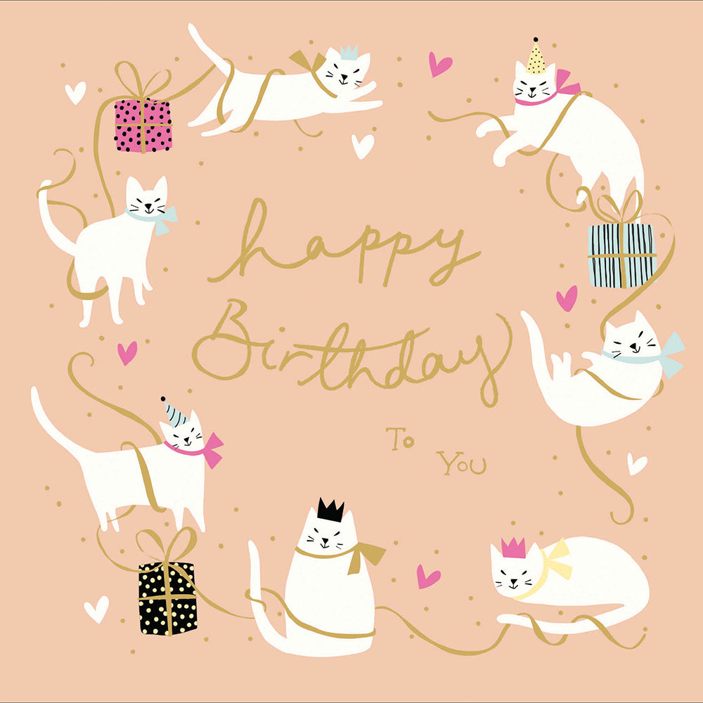 Happy Birthday To You Cat Foiled Birthday Greeting Card