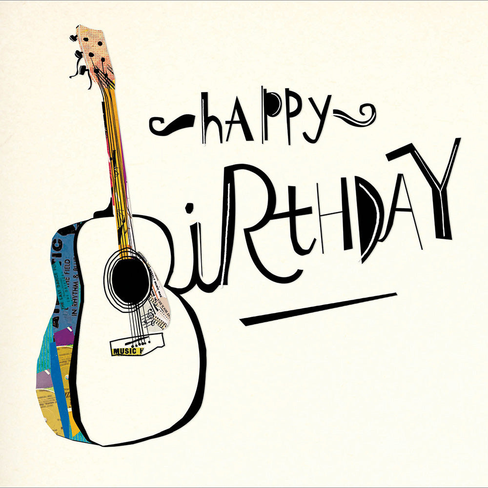 Happy Birthday Guitar Art Deco Birthday Greeting Card