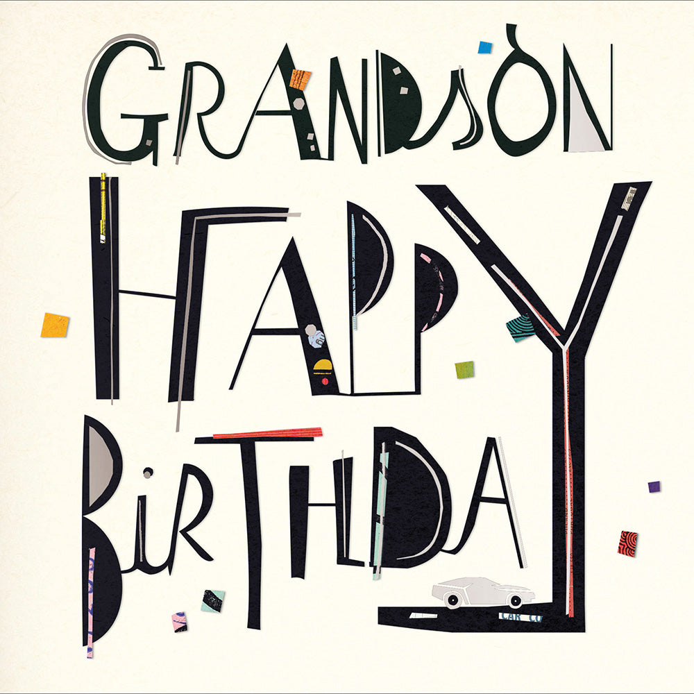 Happy Birthday Grandson Art Deco Birthday Greeting Card