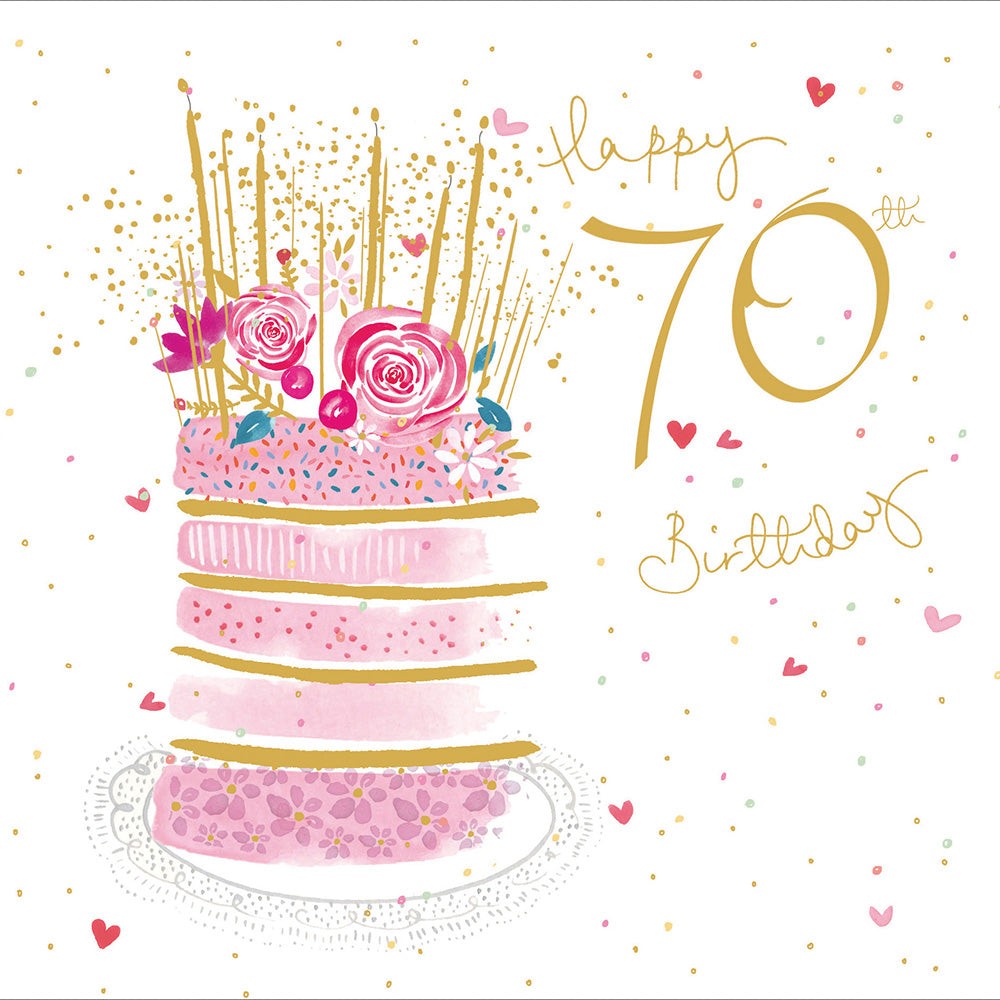 Happy 70th Birthday Pretty Gold Foiled Birthday Greeting Card