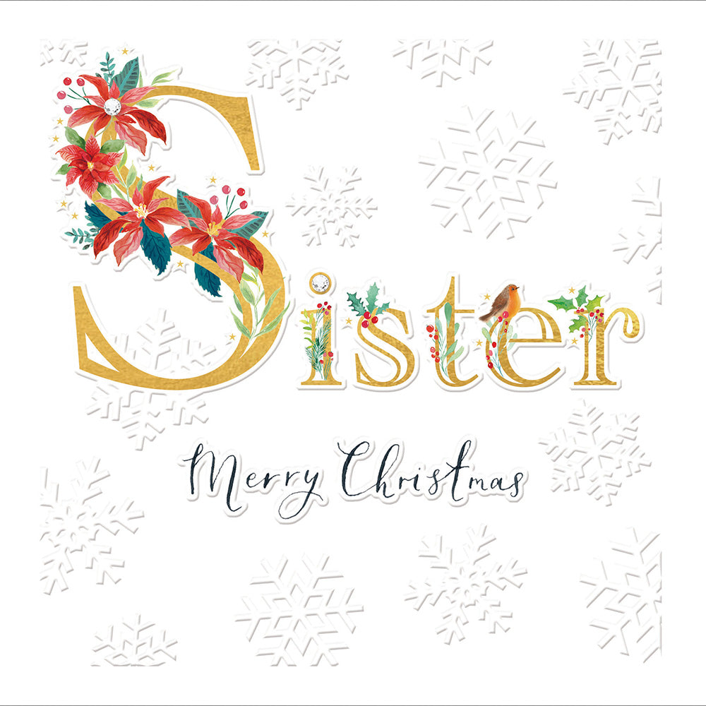 Sister Merry Christmas Embellished & Foiled Christmas Card