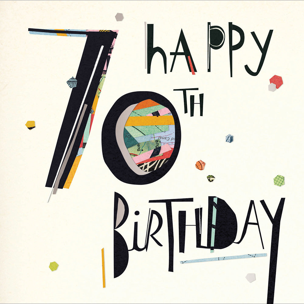 Happy 70th Birthday Art Deco Birthday Greeting Card