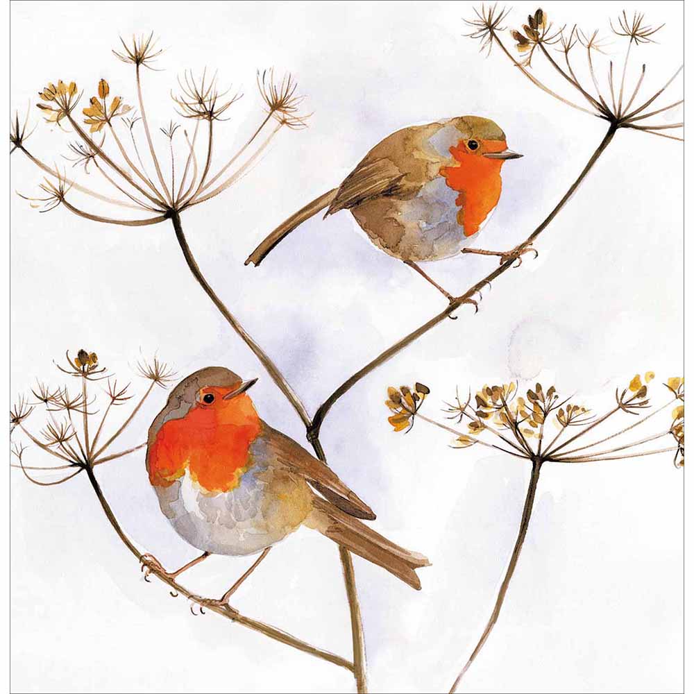 Christmas Robins Waiting Artistic Christmas Greeting Card