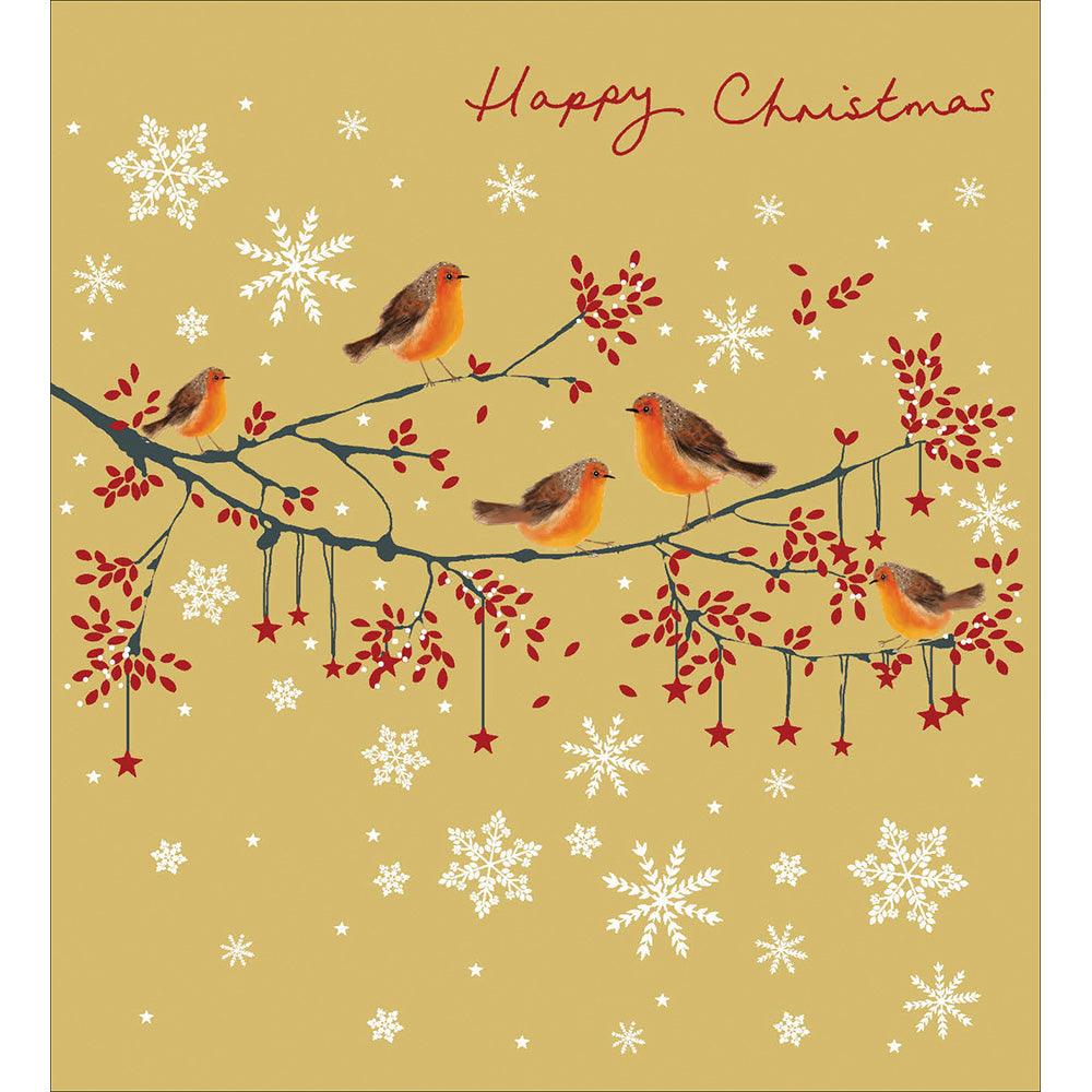 Pack of 5 Xmas Robin Charity Christmas Cards