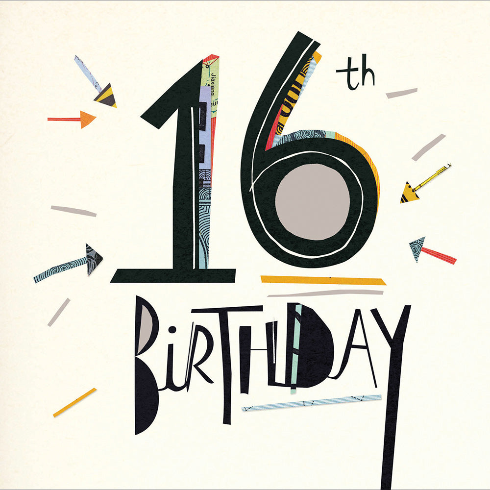 Happy 16th Birthday Art Deco Birthday Greeting Card