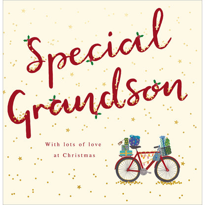 Special Grandson With Lots Of Love Foiled Christmas Card