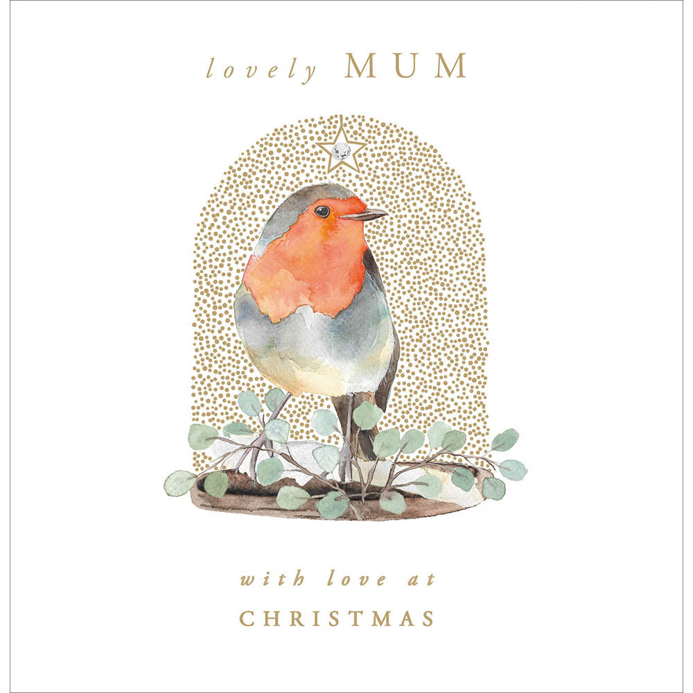 Lovely Mum Robin Embellished & Foiled Christmas Card