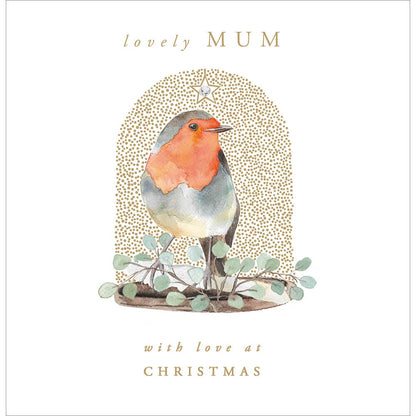 Lovely Mum Robin Embellished & Foiled Christmas Card