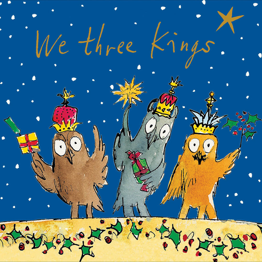 Quentin Blake Festive We Three Kings Owl Christmas Card