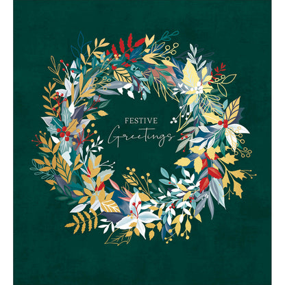 Pack of 5 Xmas Wreath Charity Christmas Cards