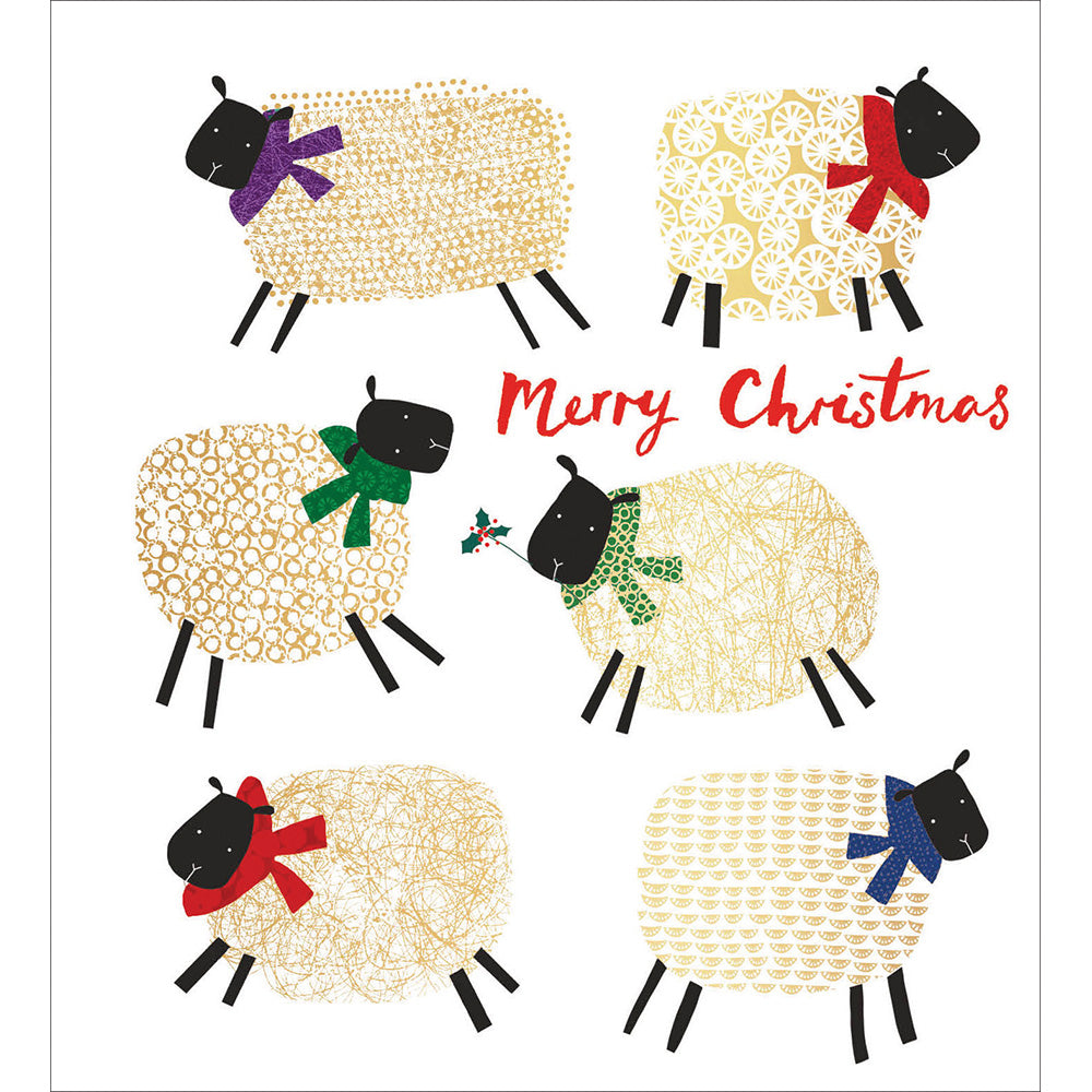 Pack of 5 Festive Sheep Charity Christmas Cards