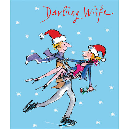 Quentin Blake Darling Wife Skating Couple Christmas Card