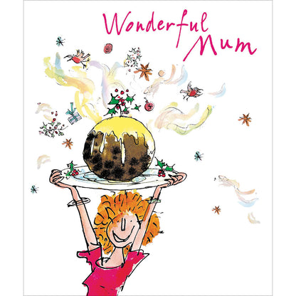 Quentin Blake Wonderful Mum Xmas Pudding Christmas Card