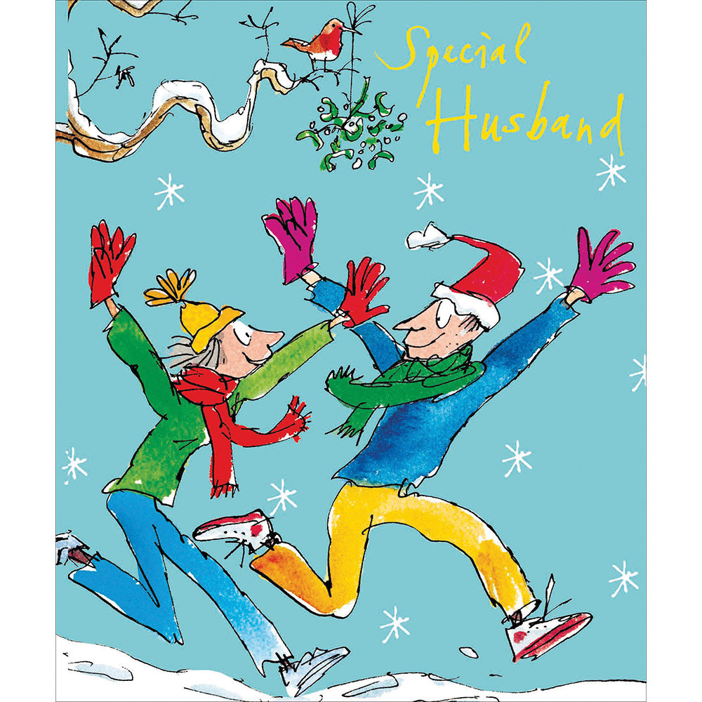 Quentin Blake Special Husband Santa Hat Christmas Card