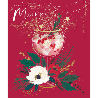 Fabulous Mum Gin Xmas Foiled Christmas Card