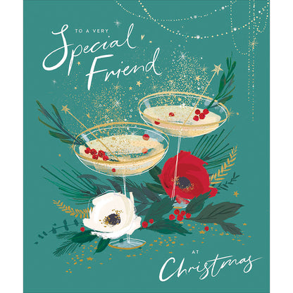 To A Very Special Friend Cocktails Xmas Foiled Christmas Card