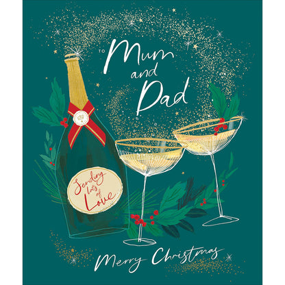 Mum & Dad Sending Lots Of Love Champagne Christmas Card