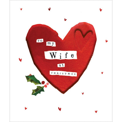 To My Wife At Christmas Foiled Love Heart Christmas Card