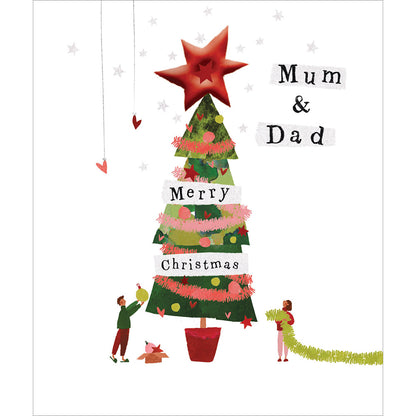 Mum & Dad Merry Christmas Festive Xmas Tree Christmas Card