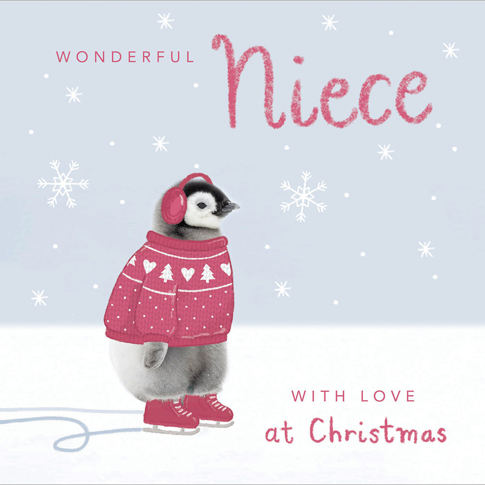 Wonderful Niece With Love Cute Penguin Christmas Card